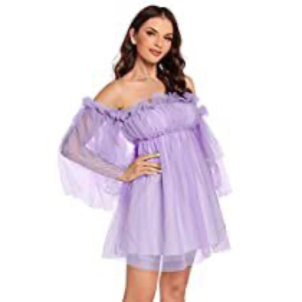 ROMWE Lavender Off-Shoulder Dress